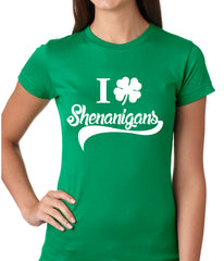 I Clover Shenanigans Funny St Patricks Day Girls T-shirt