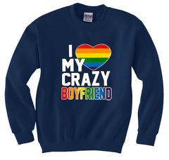 I Heart My Crazy Boyfriend Rainbow Pride Crew Neck Sweatshirt