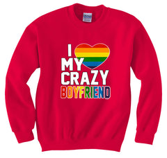 I Heart My Crazy Boyfriend Rainbow Pride Crew Neck Sweatshirt