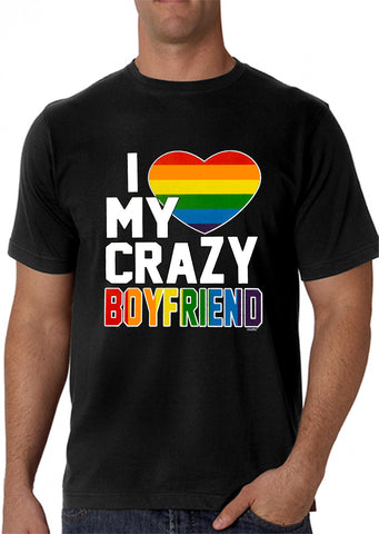 I Heart My Crazy Boyfriend Rainbow Pride Men's T-Shirt