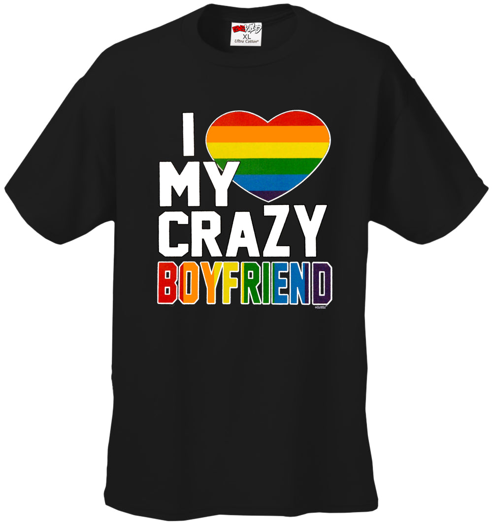I Heart My Crazy Boyfriend Rainbow Pride Men's T-Shirt