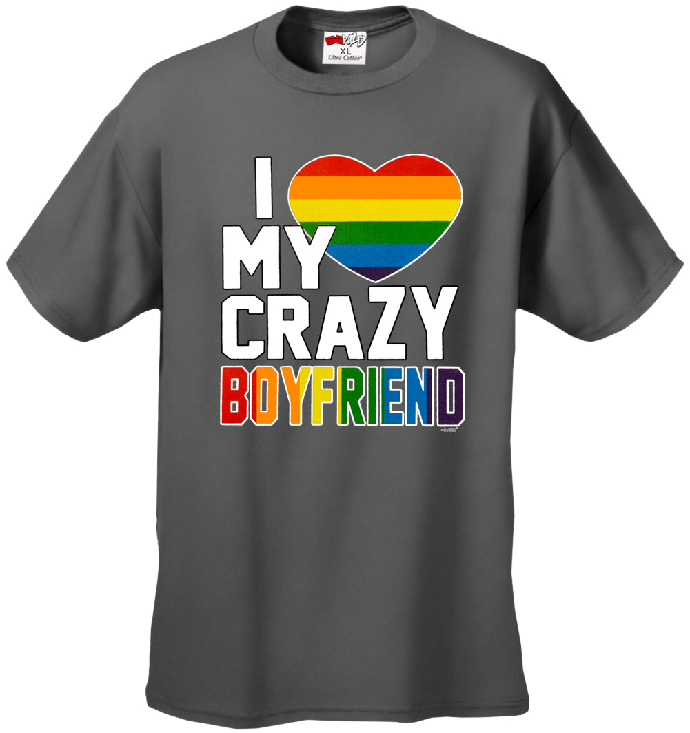 I Heart My Crazy Boyfriend Rainbow Pride Men's T-Shirt