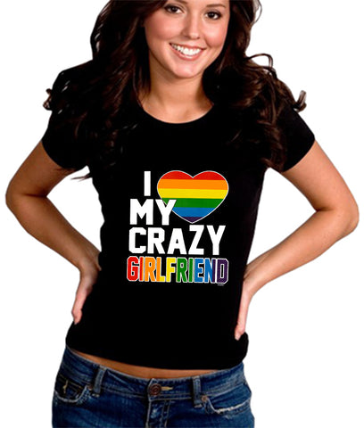 I Heart My Crazy Girlfriend Rainbow Pride Girl's T-Shirt