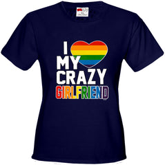 I Heart My Crazy Girlfriend Rainbow Pride Girl's T-Shirt