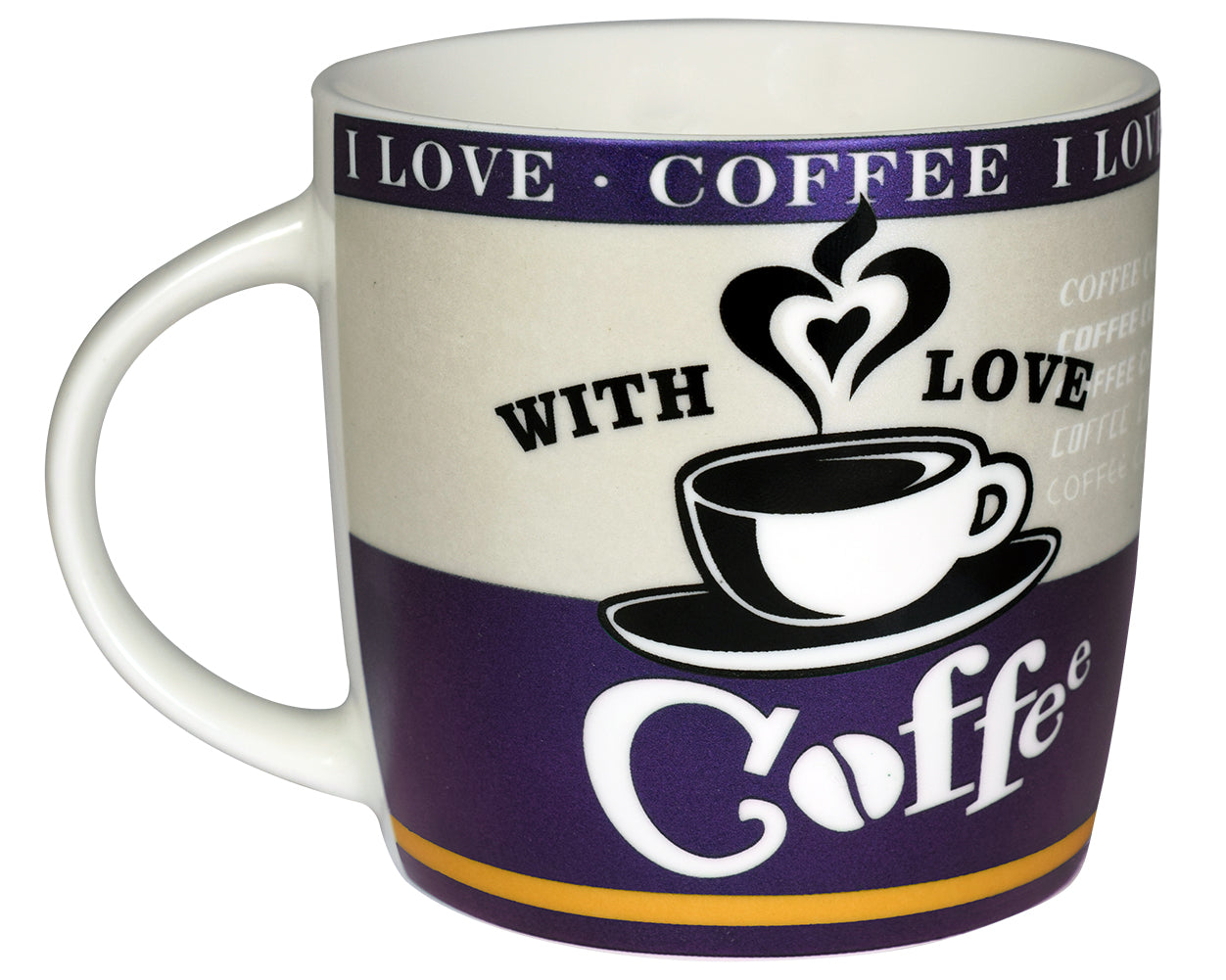 I Love Coffee 8 Ounce Ceramic Coffee Mug (Assorted Colors)