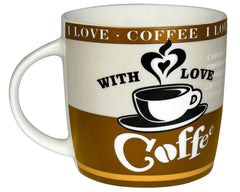 I Love Coffee 8 Ounce Ceramic Coffee Mug (Assorted Colors)