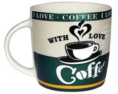 I Love Coffee 8 Ounce Ceramic Coffee Mug (Assorted Colors)