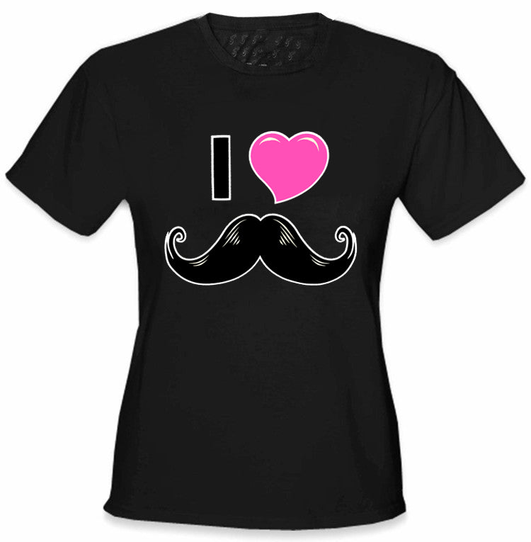 I Love Mustache Girl's T-Shirt