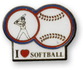 I Love Softball Lapel Pin