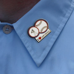 I Love Softball Lapel Pin