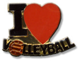 I Love Volleyball Lapel Pin