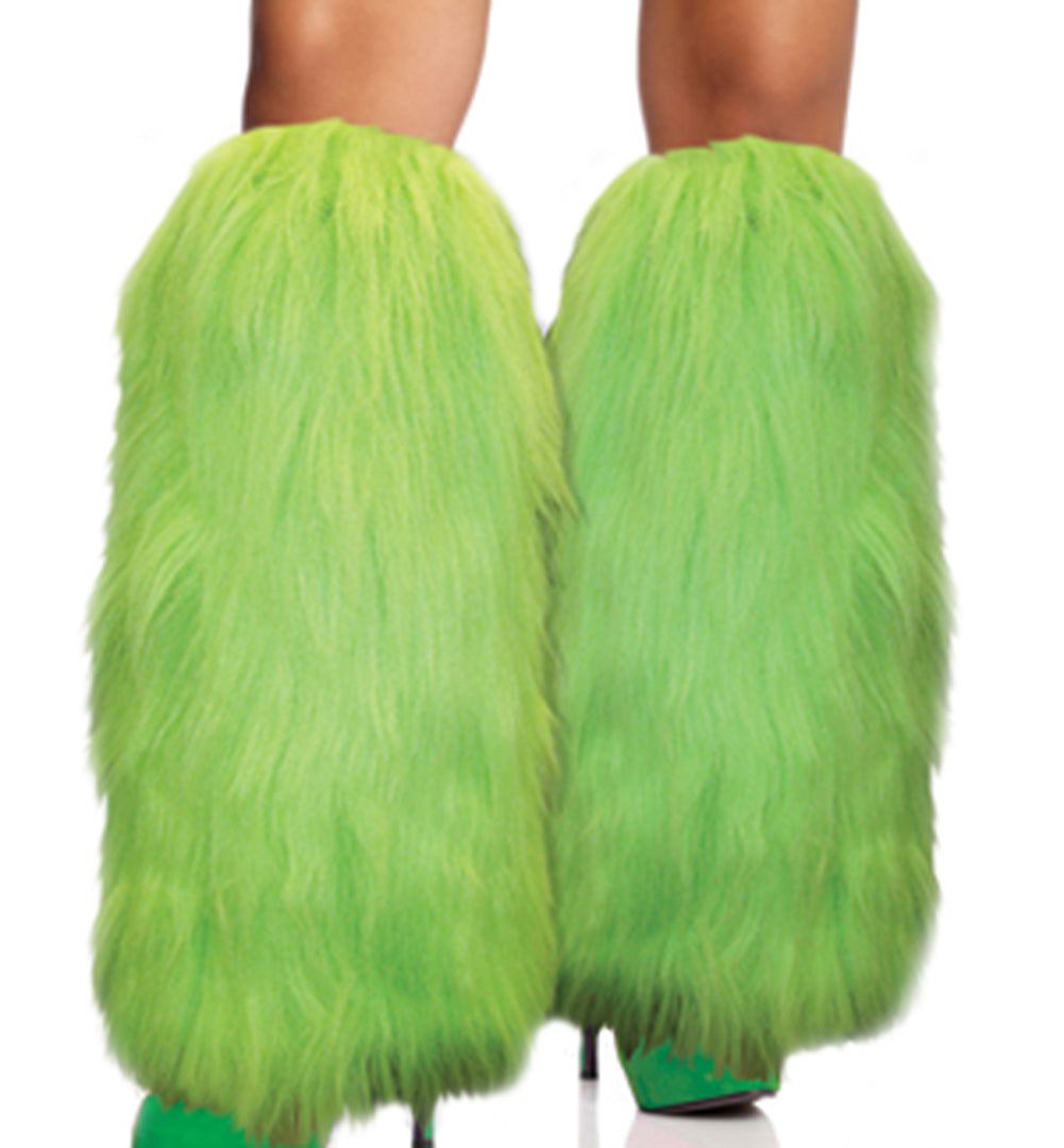 Irish Green Furry Leg Warmers