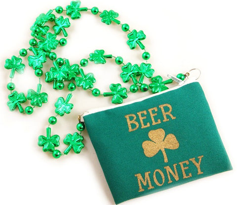 Irish Shamrock Beer Money Cash & ID Purse