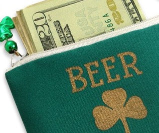 Irish Shamrock Beer Money Cash & ID Purse