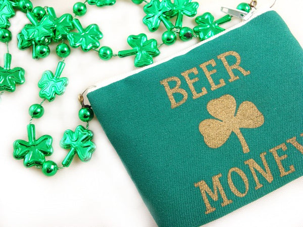 Irish Shamrock Beer Money Cash & ID Purse –