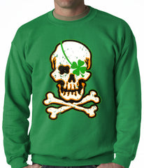 Irish Shamrock Skull and Crossbones Crewneck