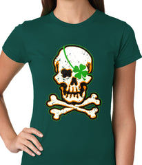 Irish Shamrock Skull and Crossbones Girls T-shirt