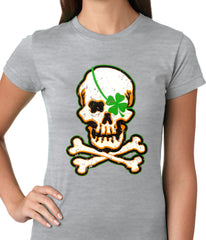 Irish Shamrock Skull and Crossbones Girls T-shirt