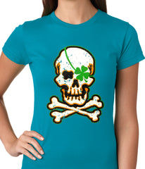 Irish Shamrock Skull and Crossbones Girls T-shirt