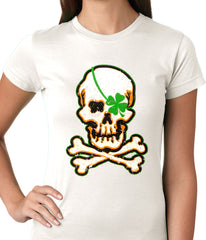 Irish Shamrock Skull and Crossbones Girls T-shirt