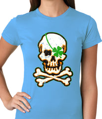 Irish Shamrock Skull and Crossbones Girls T-shirt
