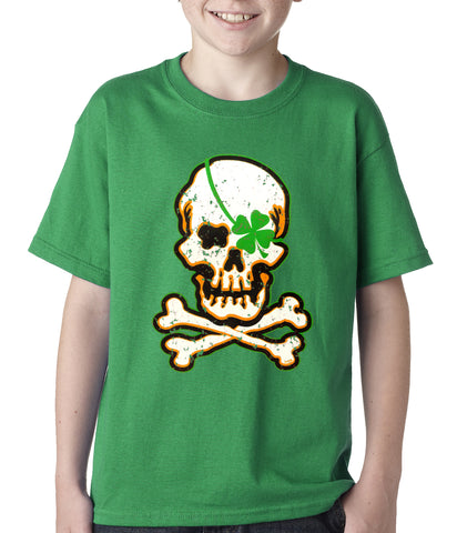 Irish Shamrock Skull and Crossbones Kids T-shirt