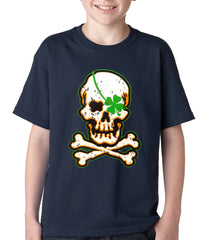 Irish Shamrock Skull and Crossbones Kids T-shirt