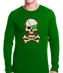 Irish Shamrock Skull and Crossbones Thermal Shirt