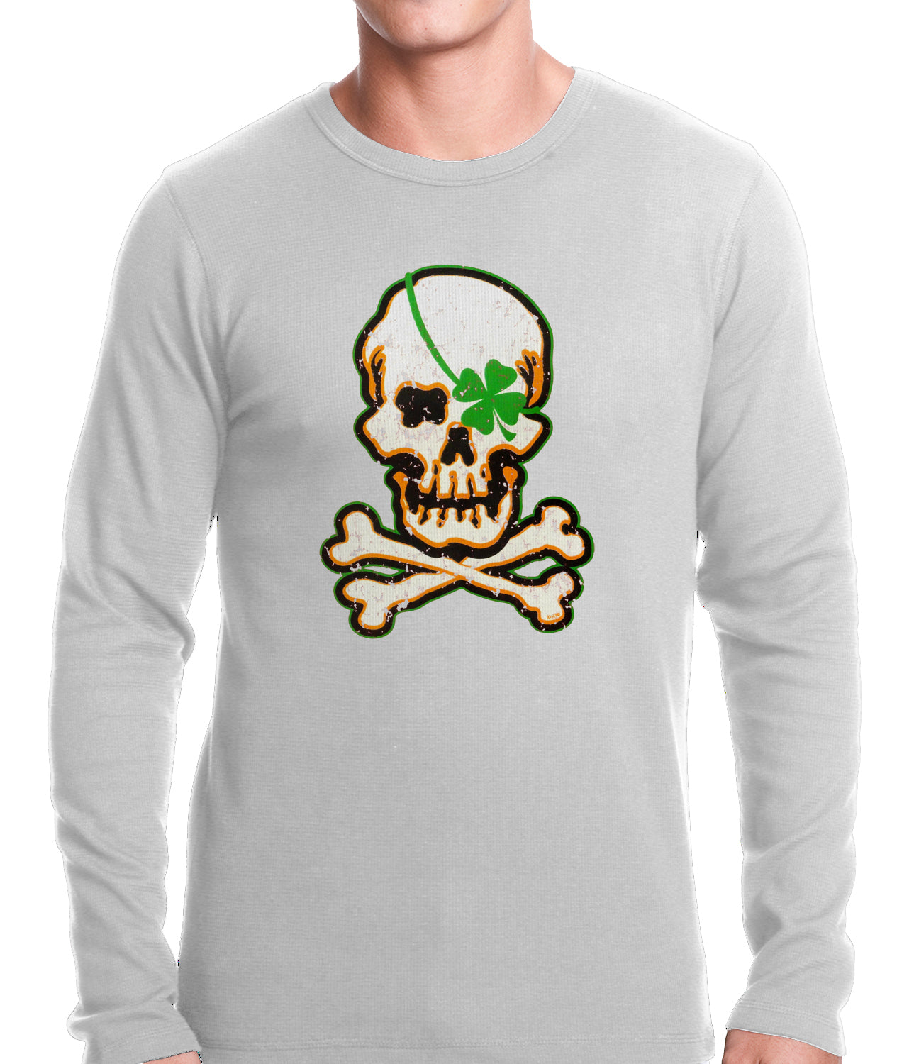 Irish Shamrock Skull and Crossbones Thermal Shirt