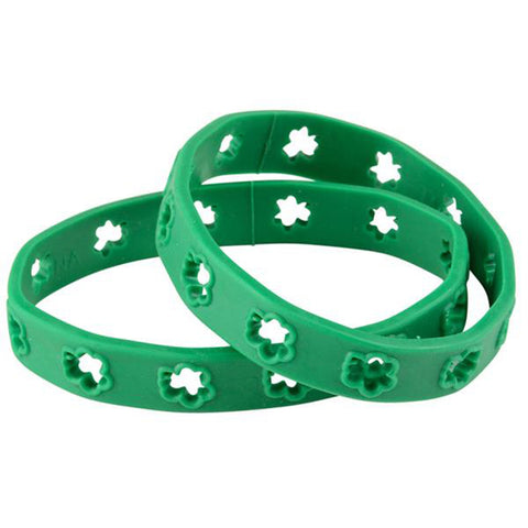 Irish St. Patrick's Day Cut Out Shamrock Rubber Bracelet (24 Pack)