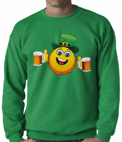 Irish St. Patrick's Day Drinking Leprechaun Emoji Adult Crewneck