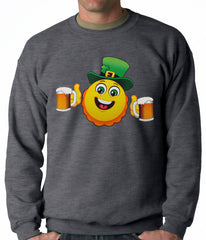 Irish St. Patrick's Day Drinking Leprechaun Emoji Adult Crewneck