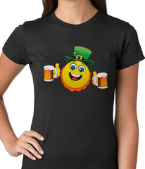 Irish St. Patrick's Day Drinking Leprechaun Emoji Ladies T-shirt