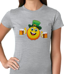 Irish St. Patrick's Day Drinking Leprechaun Emoji Ladies T-shirt