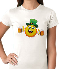 Irish St. Patrick's Day Drinking Leprechaun Emoji Ladies T-shirt
