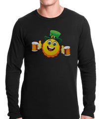 Irish St. Patrick's Day Drinking Leprechaun Emoji Thermal Shirt