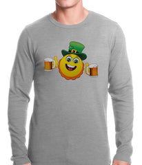 Irish St. Patrick's Day Drinking Leprechaun Emoji Thermal Shirt