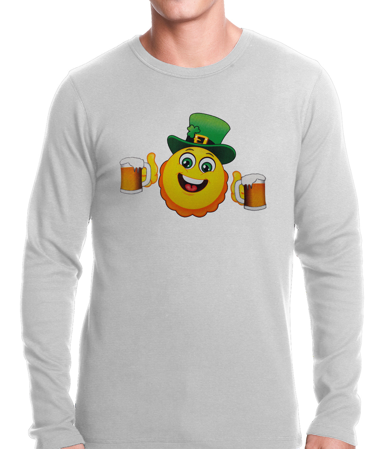 Irish St. Patrick's Day Drinking Leprechaun Emoji Thermal Shirt