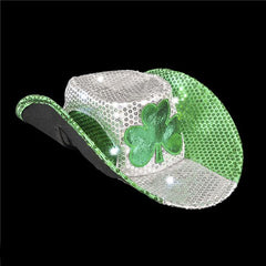Irish St. Patrick's Day Light Up LED Sequin Cowboy Hat