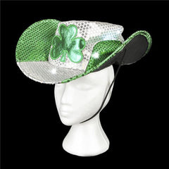 Irish St. Patrick's Day Light Up LED Sequin Cowboy Hat