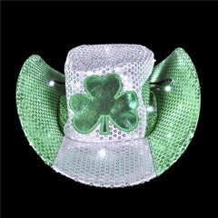Irish St. Patrick's Day Light Up LED Sequin Cowboy Hat