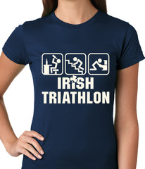 Irish Triathlon Funny St. Patrick's Day Ladies T-shirt