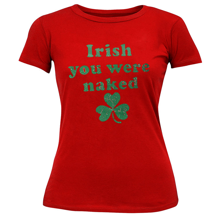 Irish You Were Naked (Dark Green Print) Girl's T-Shirt