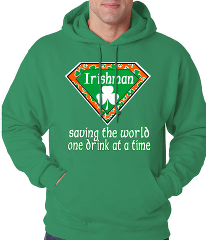 Irishman Saving The World One Drink At a Time Adult Hoodie