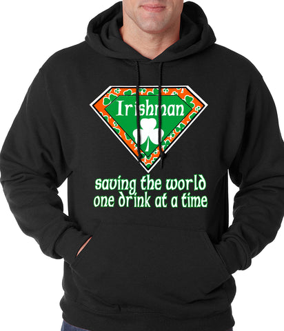 Irishman Saving The World One Drink At a Time Adult Hoodie