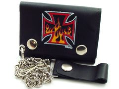 Iron Cross Fire Genuine Leather Chain Wallet