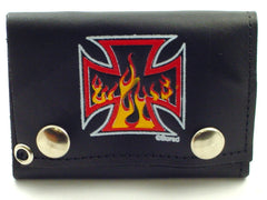 Iron Cross Fire Genuine Leather Chain Wallet