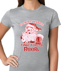 It's The Most Wonderful Time for a Beer Funny Christmas Ladies T-shirt