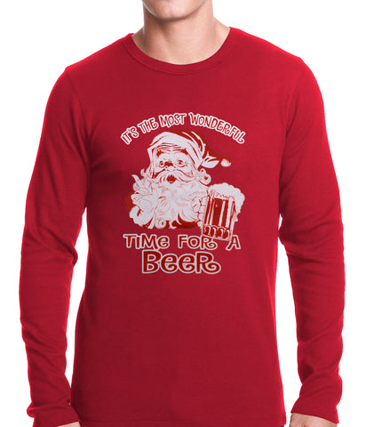 It's The Most Wonderful Time for a Beer Funny Christmas Thermal Shirt