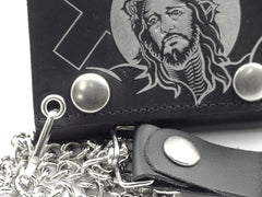 Jesus with Cross Genuine Leather Chain Wallet